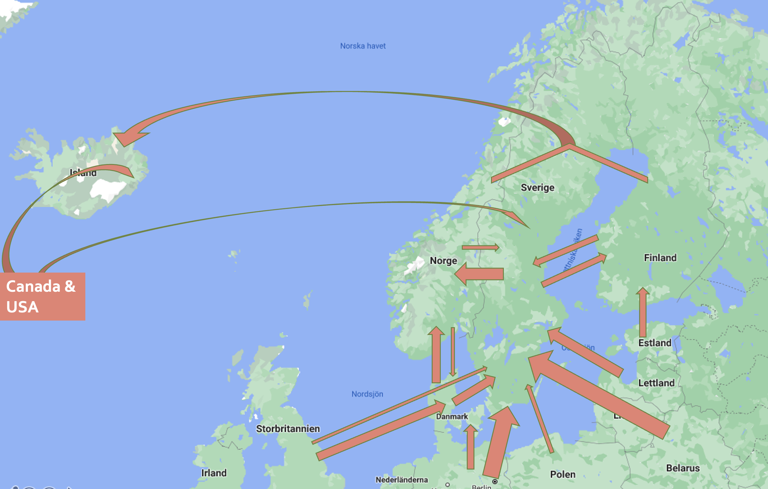 Trades to and within Nordic countries